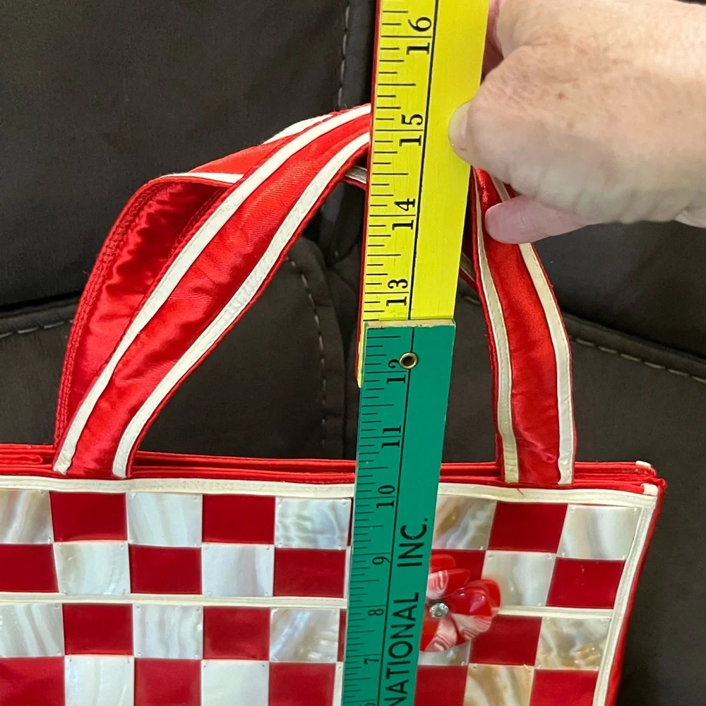 Red and White Checkered Tote Bag - Picture 10 of 10
